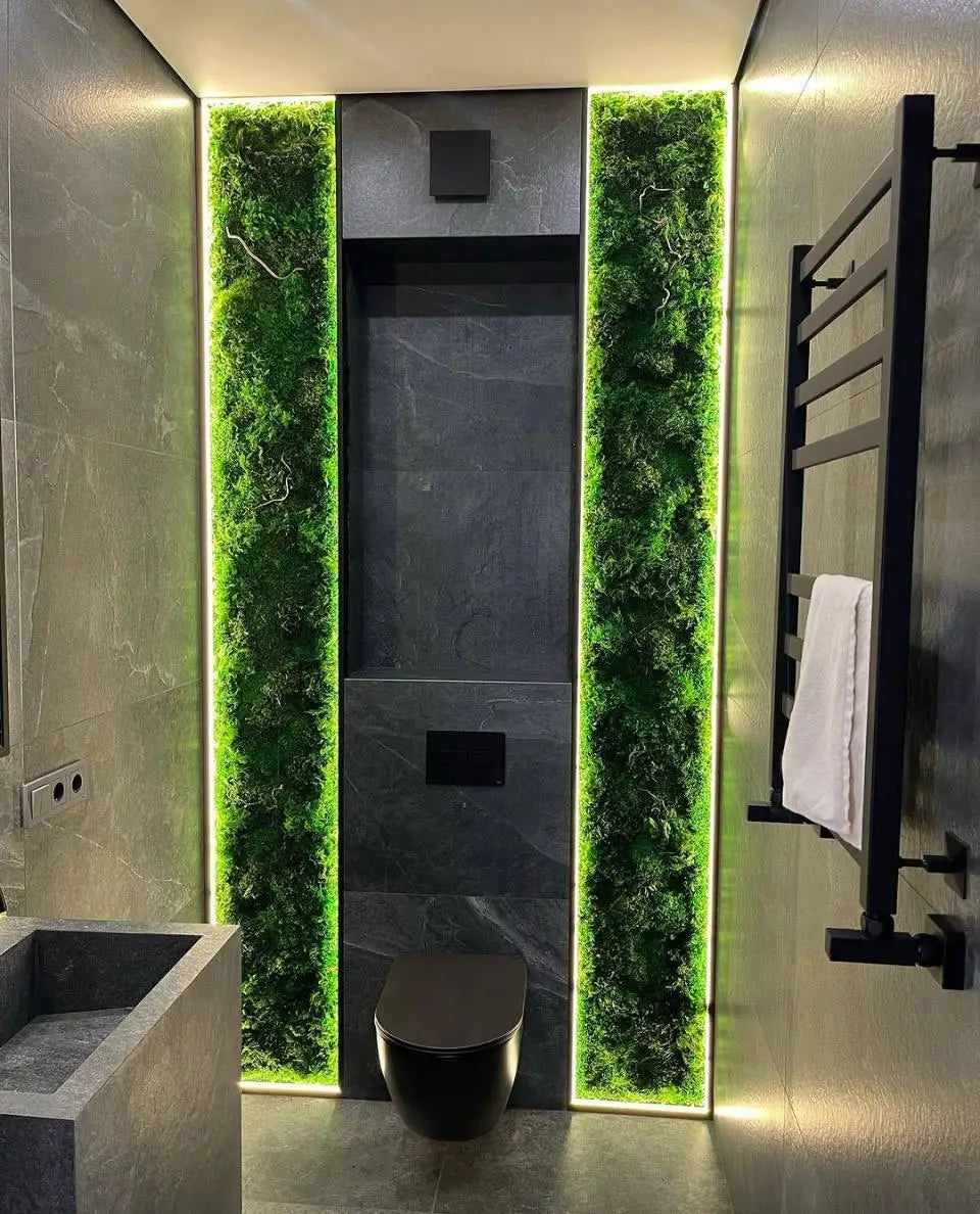 "Verdant Vertical Glow" Preserved Moss Panel